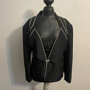 Verucci by Chancelle Black with White striping V-neck blazer,size 24W